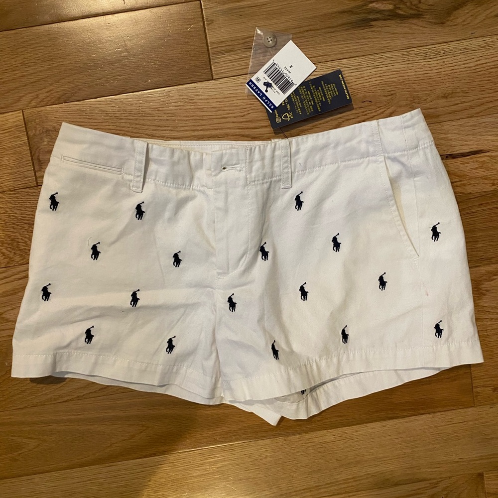 Polo by Ralph Lauren White Bermuda Shorts with Embroidered Design